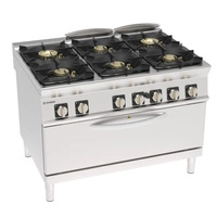 Kuchnia gastronomiczna gazowa 6-palnikowa z piekarnikiem gazowym full-size, wersja High Power 62 + 9 kW | TECNOINOX 313292