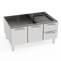 Podstawa z szafką 2-drzwiową i dwoma szufladami, linia T-90, 120 cm | TECNOINOX 316121