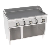 Płyta grillowa elektryczna,  gładka, chromowana, szczotlkowana, na podstawie otwartej, 120 cm, 400V Tecno74 | TECNOINOX 716209