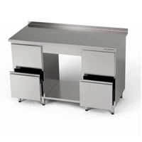 Stół roboczy nierdzewny z półką i 2 blokami 2 szuflad 140x60x85 cm | FORGAST