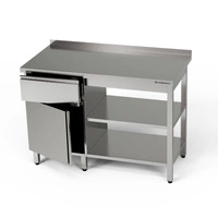 Stół roboczy nierdzewny z szafką, szufladą i 2-ma półkami 160x70x85 cm | FORGAST