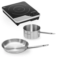 Zestaw kuchenka indukcyjna 2 kW z patelnią stalową i rondlem | FORGAST FG09021K