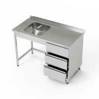 Stół nierdzewny ze zlewem 1-komorowym i blokiem 3-ch szuflad 170x60x85 cm | FORGAST