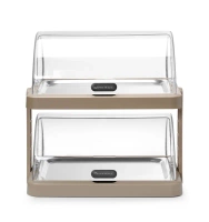 Podwójna witrynka chłodząca roll-top Duo UNIQ designed by Robert Bronwasser, beżowa, 48x35.5x48 cm | HENDI 871959