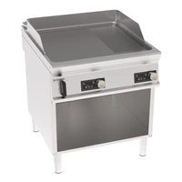 Płyta grillowa elektryczna, sterowana elektronicznie, 2/3 gładka, 1/3 ryflowana, na podstawie otwartej, 80 cm, T-90 | TECNOINOX 316283