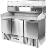 Stół chłodniczy 3-drzwiowy do pizzy z nadstawką szklaną | YATO YG-05305