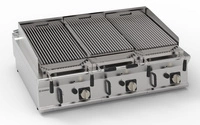 Grill lawowy gazowy nastawny 30 kW,  3 płyty o pow. 62×36 cm | TECNOINOX 313206