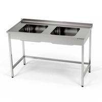 Stół nierdzewny ze zlewem 2-komorowym 100x70x85 cm | FORGAST