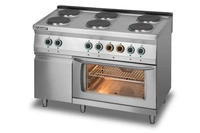 Kuchnia gastronomiczna elektryczna 6-płytowa z piekarnikiem elektrycznym z termoobiegiem, GN 1/1 i z szafką | LOZAMET L700.KEO6 PET+SD
