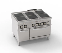 Kuchnia gastronomiczna elektryczna z piekarnikiem elektrycznym, 6 pól kwadratowych 30x30 cm, 24 + 5.3 kW | TECNOINOX 316039