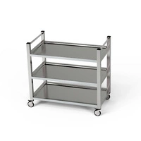 Wózek kelnerski nierdzewny 3-półkowy uchwyt pionowy 110x40x85 cm | FORGAST
