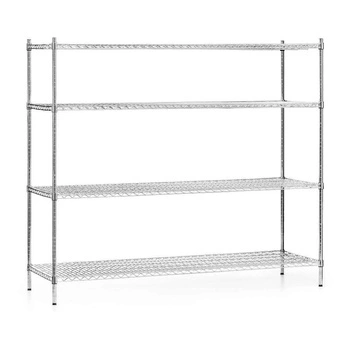 Regał magazynowy ze stali chromowanej, 4 półki, składany 182x61x180 cm | FORGAST FG15140
