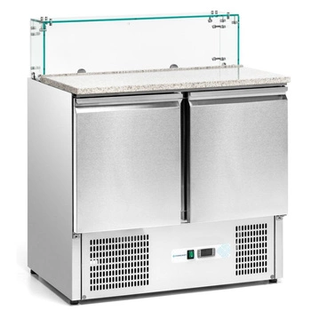 Stół chłodniczy 2-drzwiowy do pizzy z nadstawką szklaną 257 l | FORGAST FG07222