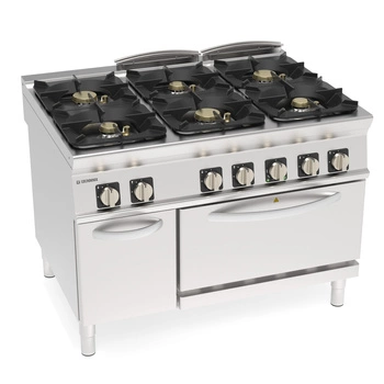 Kuchnia gastronomiczna gazowa 6-palnikowa z piekarnikiem elektrycznym konwekcyjnym, 48 + 5 kW | TECNOINOX 313288