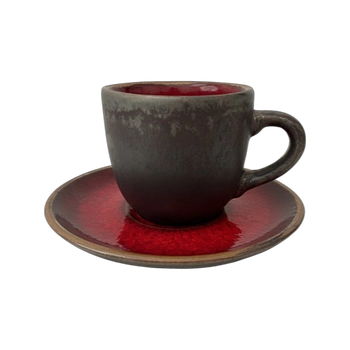 Filiżanka 280 ml ze spodkiem 15 cm Still Cristall rubin | KERA CERAMIKA 2.3.4.RUBIN