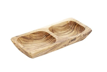 Miska OLIVE z drewna oliwnego, podwójna, 17.5x8.5x2.5 cm, 150 ml | APS 1014