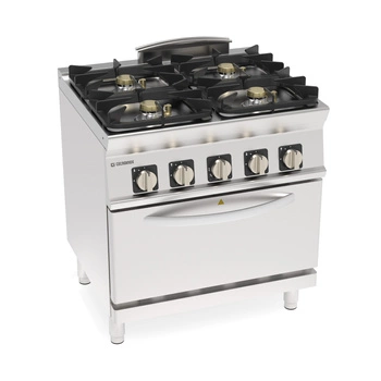 Kuchnia gastronomiczna gazowa 4-palnikowa z piekarnikiem konwekcyjnym elektrycznym GN 1/1, 25 + 5 kW | TECNOINOX 713209