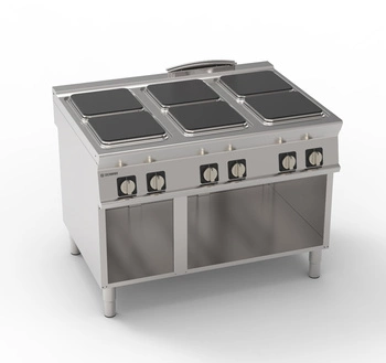 Kuchnia gastronomiczna elektryczna na szafce otwartej, 4 pola kwadratowe 30x30 cm | TECNOINOX 316011