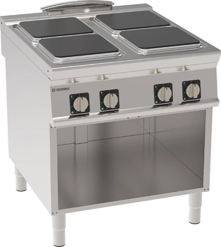 Kuchnia gastronomiczna elektryczna na szafce otwartej, 4 pola kwadratowe 30x30 cm | TECNOINOX 316011