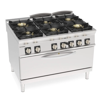 Kuchnia gastronomiczna gazowa 6-palnikowa z piekarnikiem gazowym full-size, wersja Super 54 + 9 kW | TECNOINOX 313291