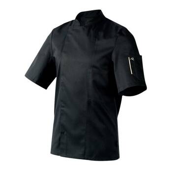 Bluza kucharska Nero czarna krótki rękaw XL | ROBUR U-NE-BTS-XL