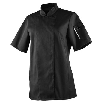 Bluza kucharska Unera czarna krótki rękaw XS | ROBUR U-UN-BTS-XS