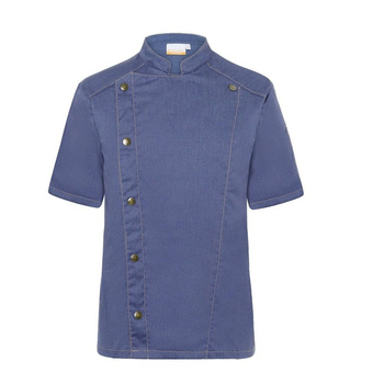 Bluza męska kucharska Jeans-Style krótki rękaw niebieski vintage | KARLOWSKY JM 32-15