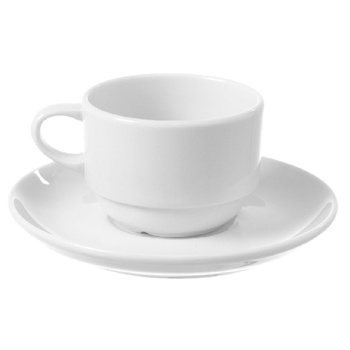 Filiżanka sztaplowana espresso ze spodkiem porcelanowa BIANCO - 90 ml | FINE DINE 799376