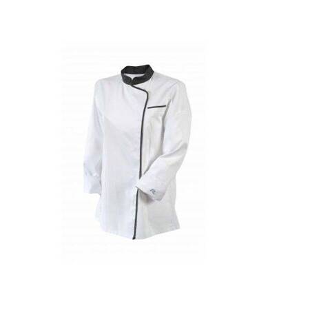 Bluza kucharska Expression biała z lamówką długi rękaw S | ROBUR U-EX-GLS-S