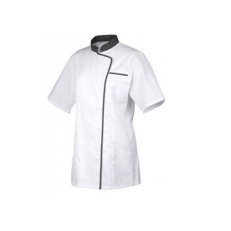 Bluza kucharska Expression szarą z lamówką krótki rękaw L | ROBUR U-EX-GTS-L