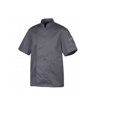 Bluza kucharska Nero antracyt krótki rękaw XXL | ROBUR U-NE-GTS-XXL