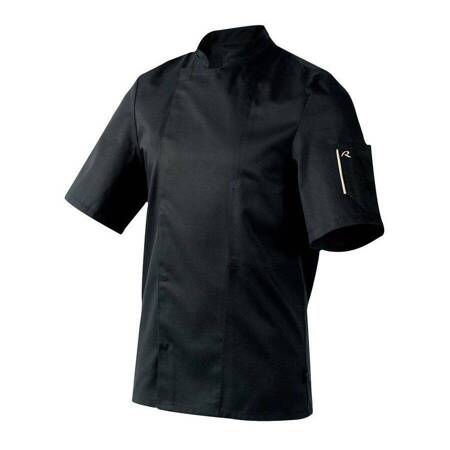 Bluza kucharska Nero czarna krótki rękaw XXL | ROBUR U-NE-BTS-XXL
