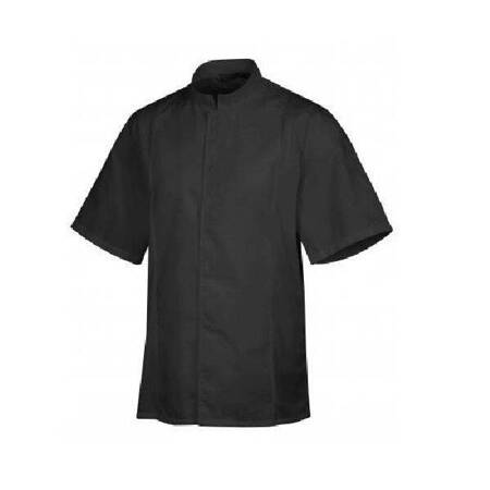 Bluza kucharska Siaka czarna krótki rękaw M | ROBUR U-SI-BTS-M