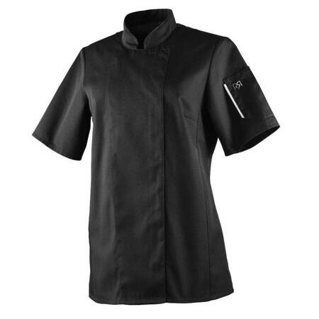 Bluza kucharska Unera czarna krótki rękaw XL | ROBUR U-UN-BTS-XL