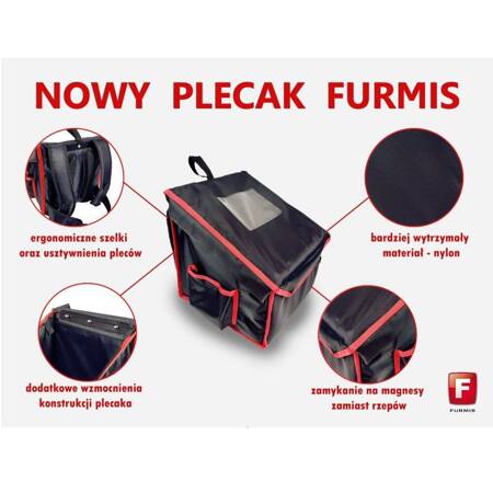 Plecak termiczny na pizzę - 4 pudłka 40x40 cm | FURMIS Plecak T4M/N