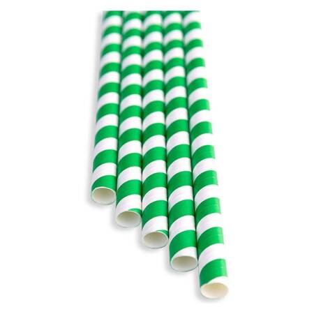 Słomki papierowe zielono - białe - 21 cm | BAREQ FF-2108PG