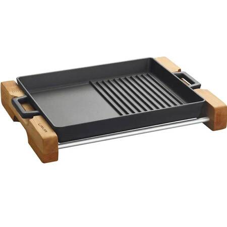 Żeliwne naczynie do serwowania na drewnianej podstawie | FINE DINE 832257